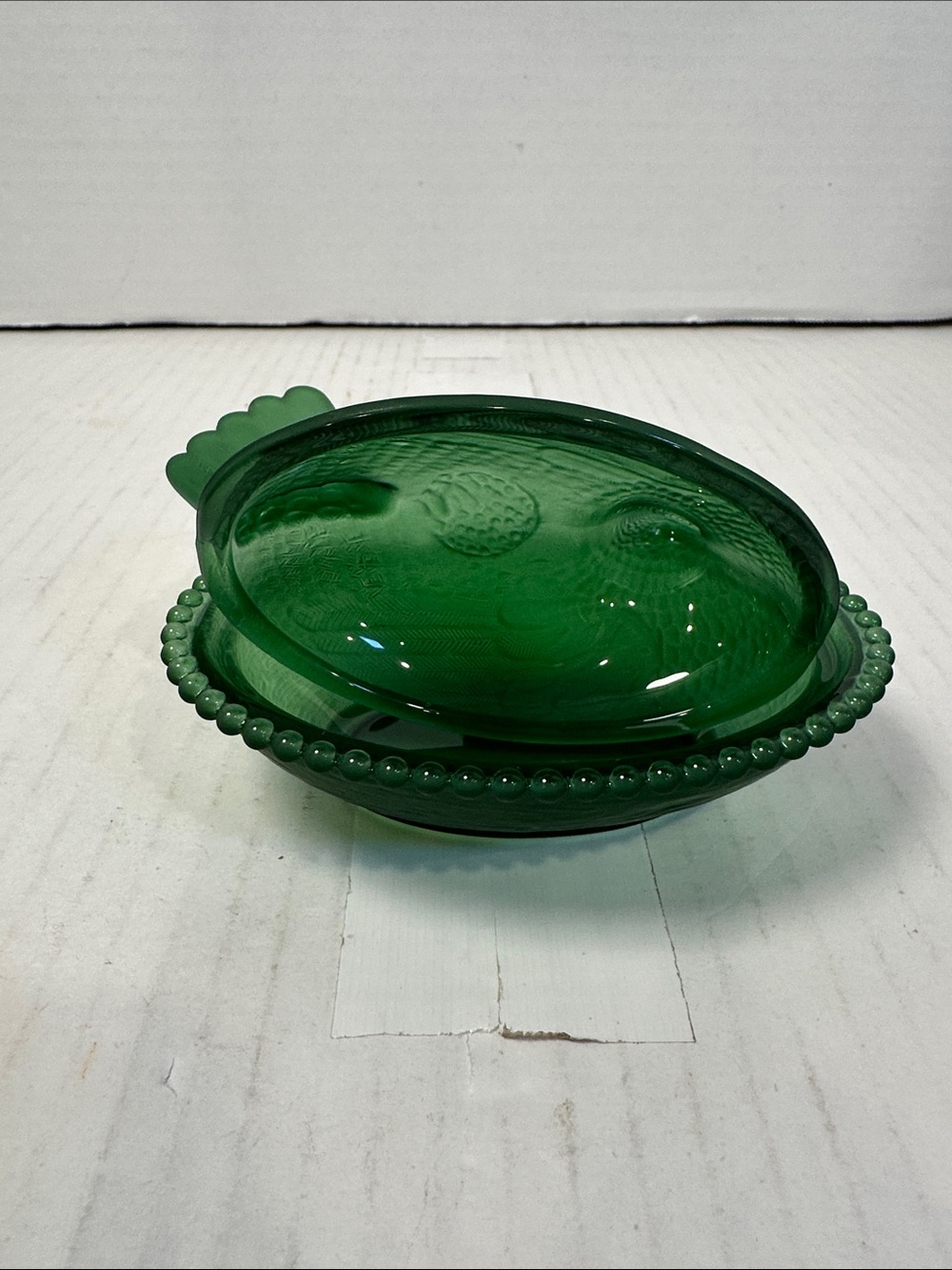 Green Glass Hen on Nest Candy Dish - Decorative Home Accent - Picture 4 of 4